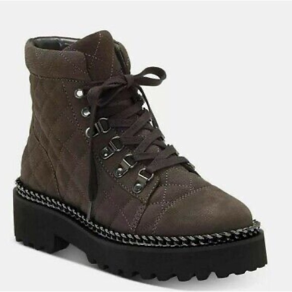 Vince Camuto Women's Maissa Quilted Suede Lace-Up Boots Size 10 - Picture 3 of 7